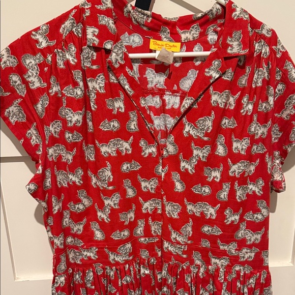 Bernie Dexter Red Kelly Dress with Kitten Print 2X - Picture 4 of 10